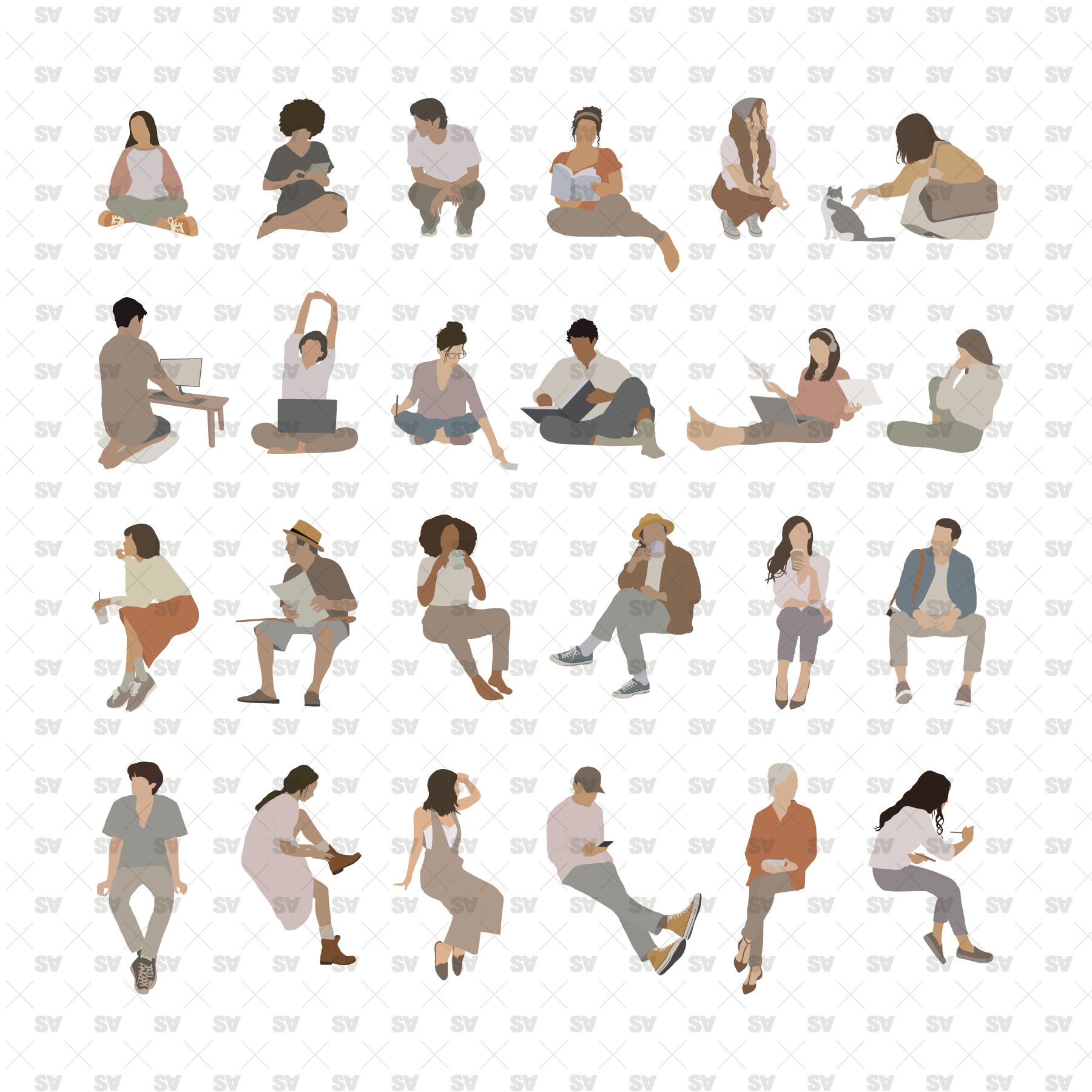 People Sitting Human Scales - 24 Illustrations – Studio Alternativi