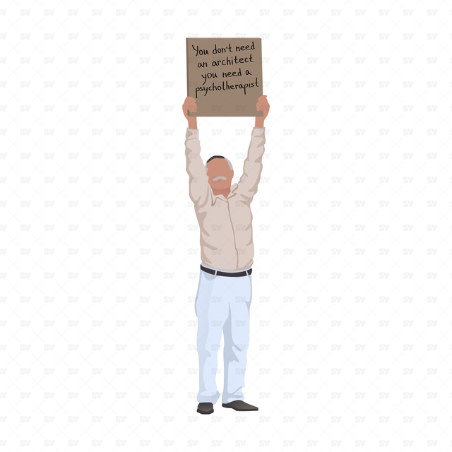Flat Vector People Holding Signs with an Architectural Message (Free)