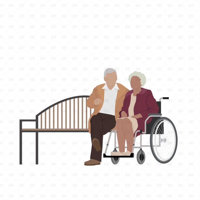 Vector, PNG Old People in Front and Side View