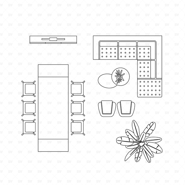 CAD and Vector Entire Home Interior Design Furniture Mega-Pack (Top View)