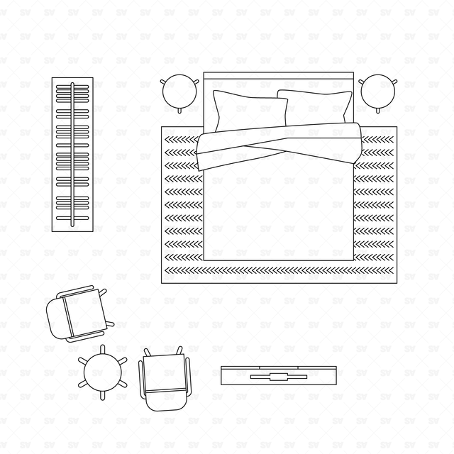 CAD and Vector Entire Home Interior Design Furniture Mega-Pack (Top View)