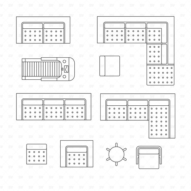 CAD and Vector Entire Home Interior Design Furniture Mega-Pack (Top View)