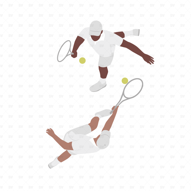 Vector, PNG People Doing Sports in Top View Set