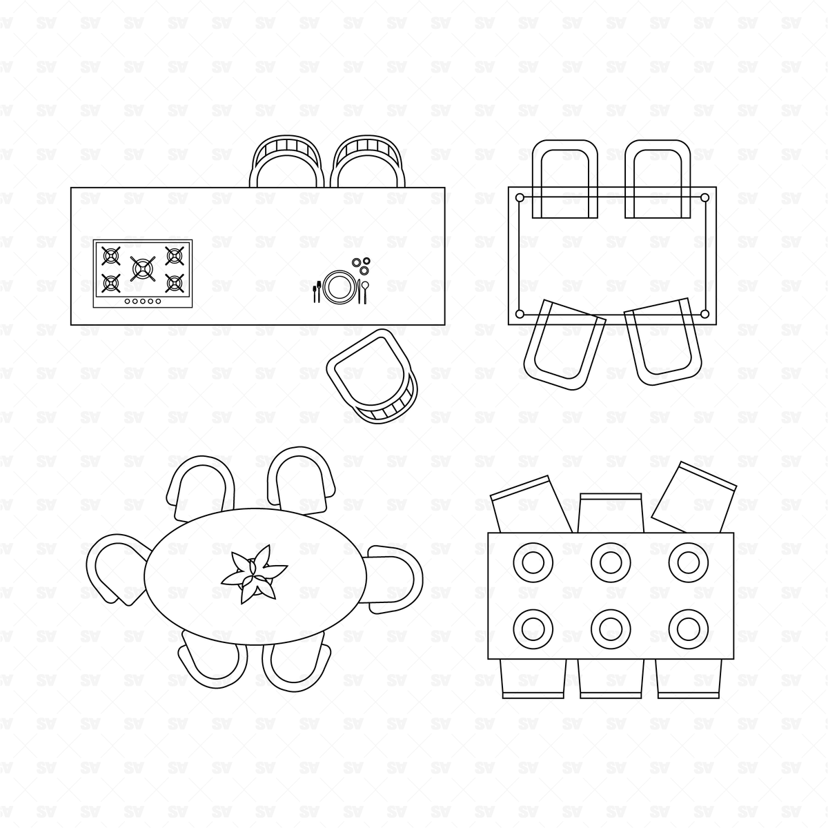 Home Furniture CAD & Vector Pack - Top View – Studio Alternativi