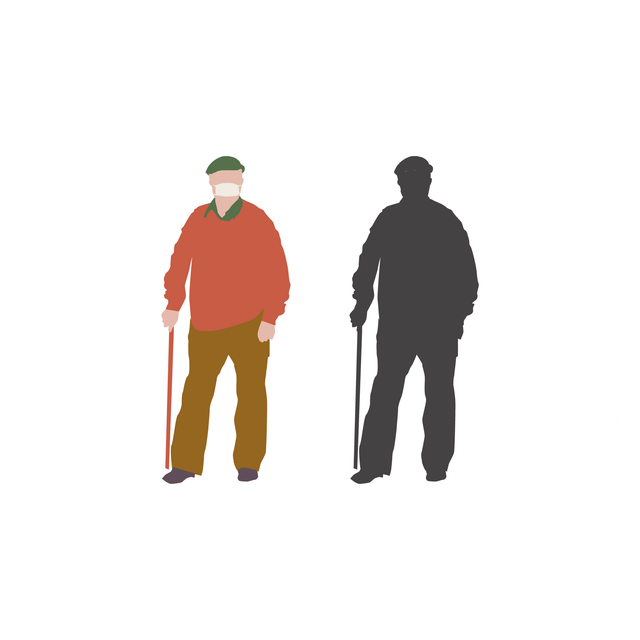 vector flat people old man