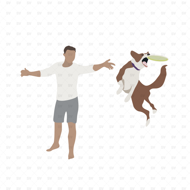 Flat Vector Dogs and their Humans