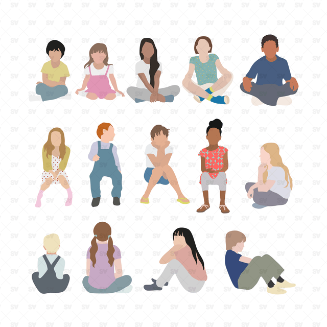 Flat Vector Kids Sitting