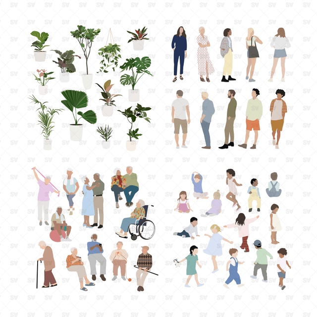 Vector People and Plants Mega Pack architecture