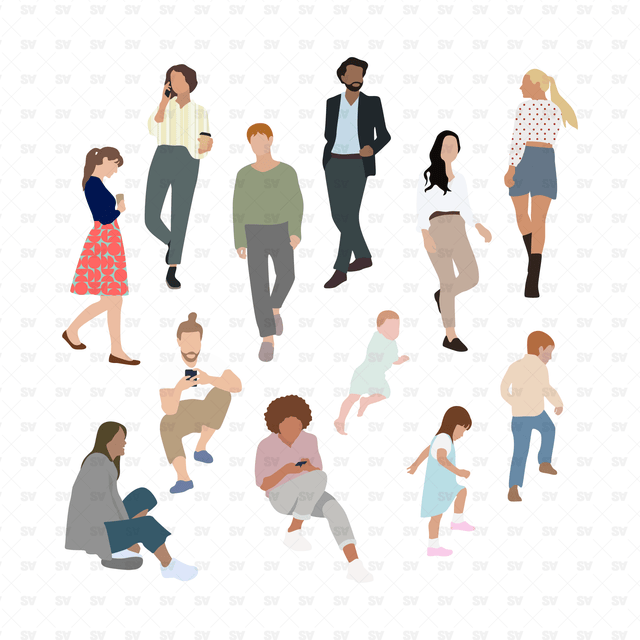 Flat Vector People on Stairs
