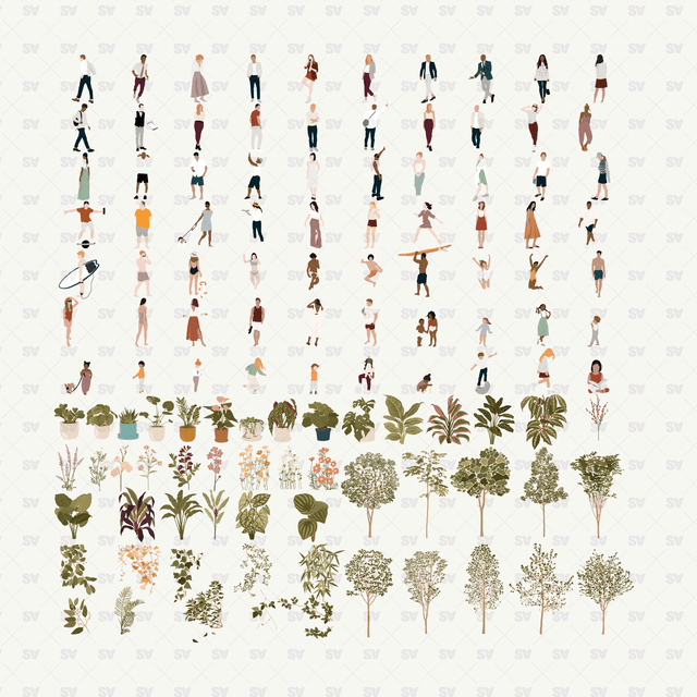 Vector People Plants architecture