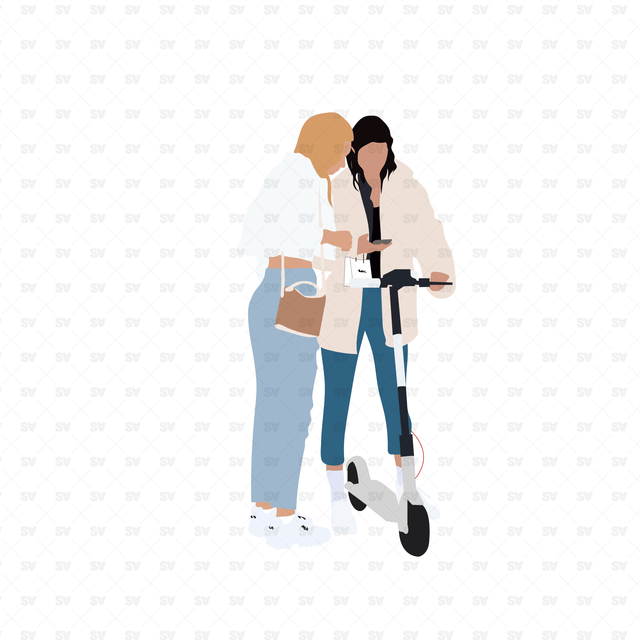 women scooter png vector