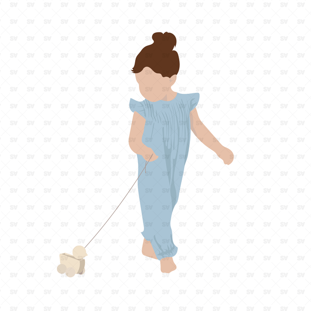 vector girl walking toy