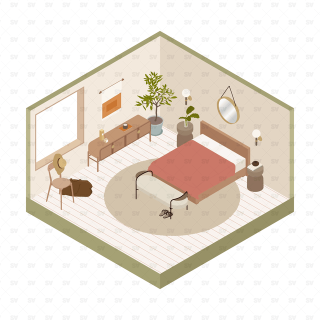 isometric vector bedroom furniture 