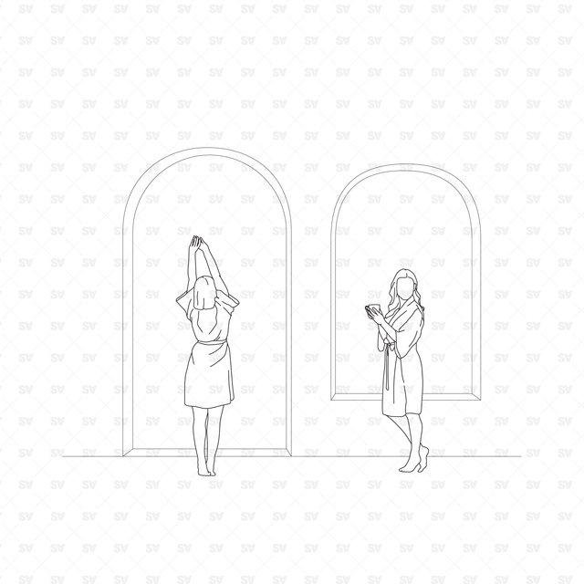 People in the Bathroom cad vector 