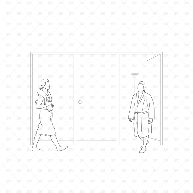 People in the Bathroom cad vector 