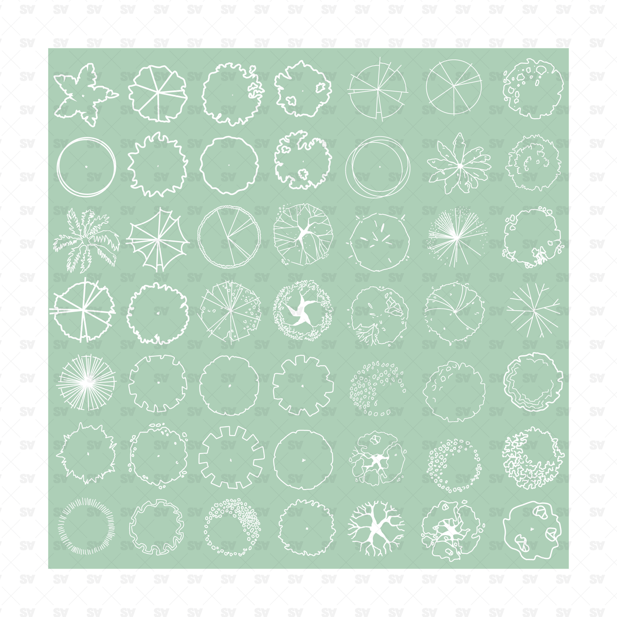 Vector Trees Plan View — 49 Tree Pack – Studio Alternativi