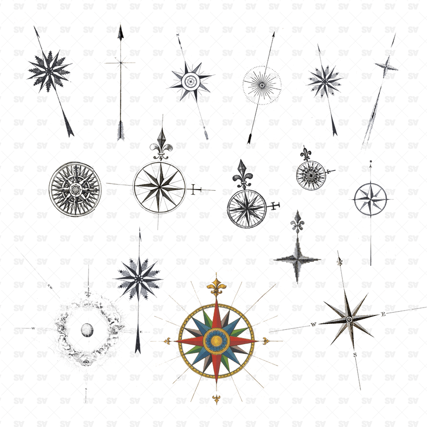 Unique Ancient Compass Roses - 16 PNGs – Studio Alternativi