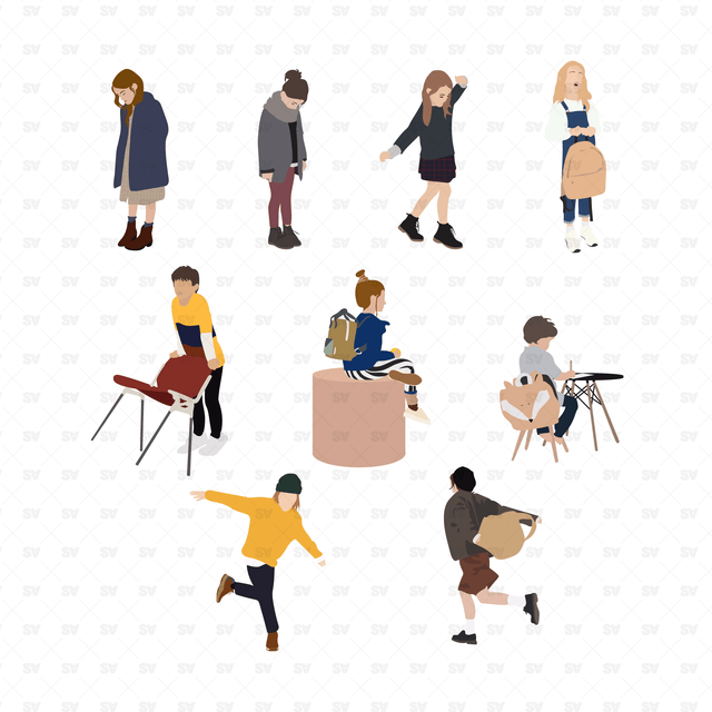 vector school kids
