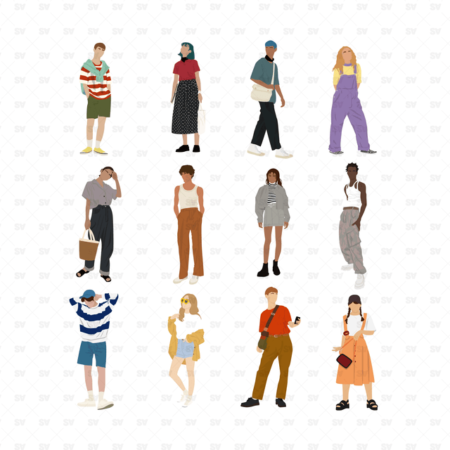 People with Aesthetic Outfits, AI PNG