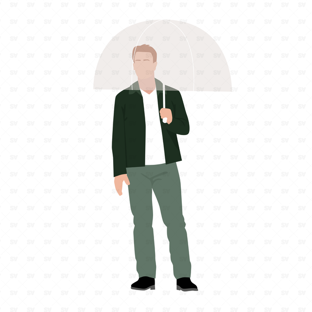 flat vector man with umbrella