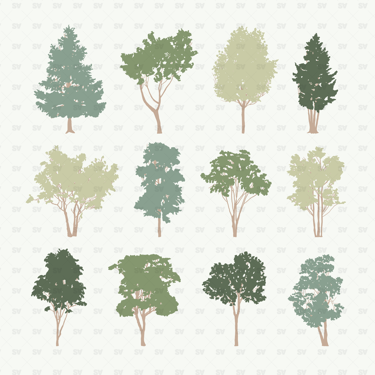Vector Trees Vol. 1: 12 Architectural Figures – Studio Alternativi