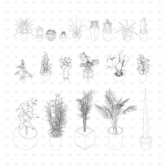 isometric plants png dwg ai cad