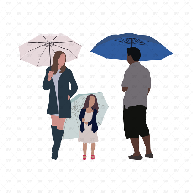 people with umbrellas vector png