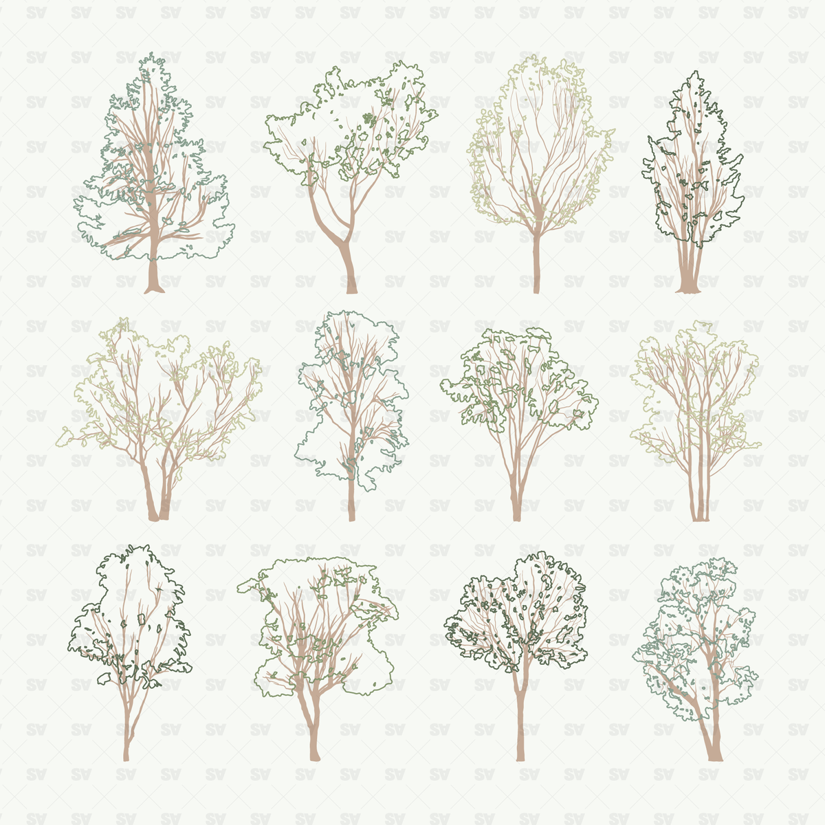 Vector Trees Vol. 1: 12 Architectural Figures – Studio Alternativi