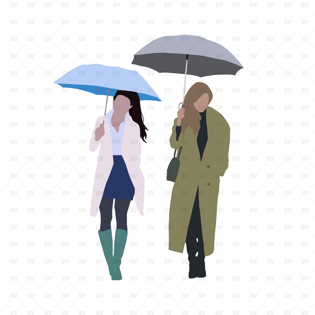 women with umbrellas vector png