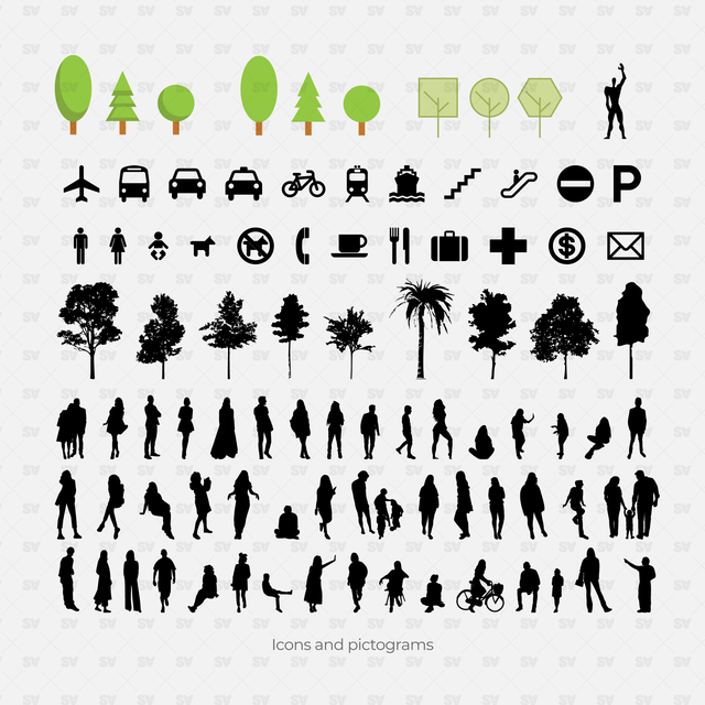 people plants diagrams silhouettes 