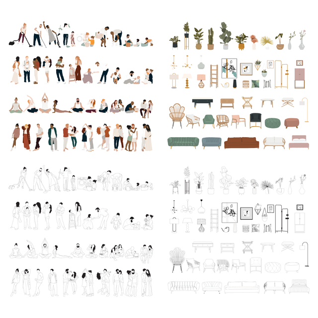 people furniture vector architecture