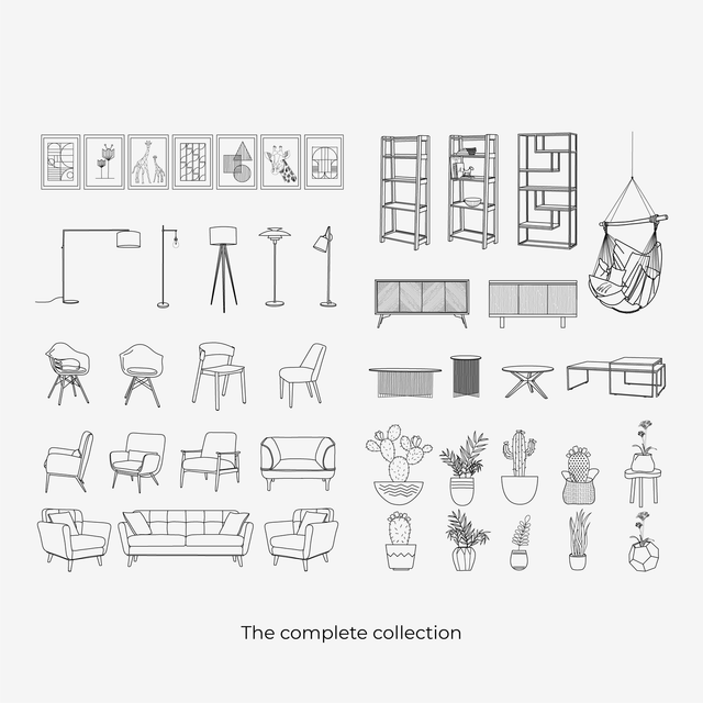 vector cad furniture plants