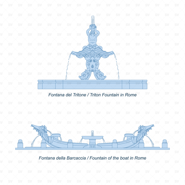 CAD and Vector Italian Fountains