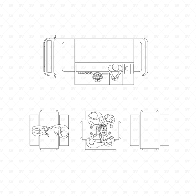 CAD & Vector Food Trucks Mega-Pack (Side, front, top views)