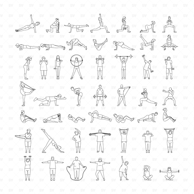 CAD and Vector Gym & Workout Characters Mega-Pack (50 Figures)