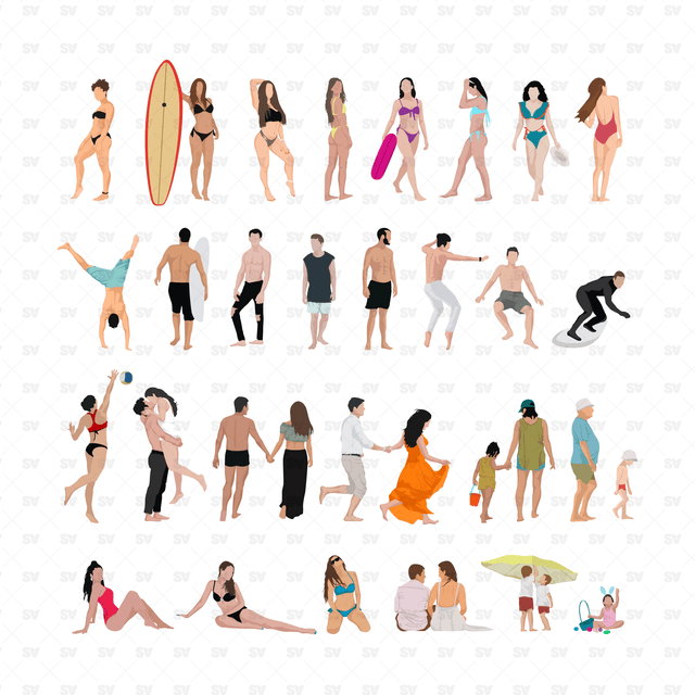 Beach People Set (33 Vectors and PNGs)