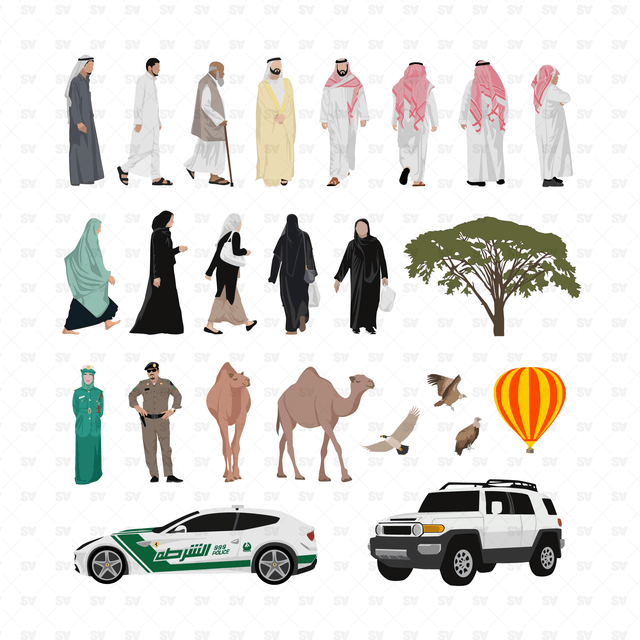 Vector Saudi Arabia Characters Set (24 Figures)