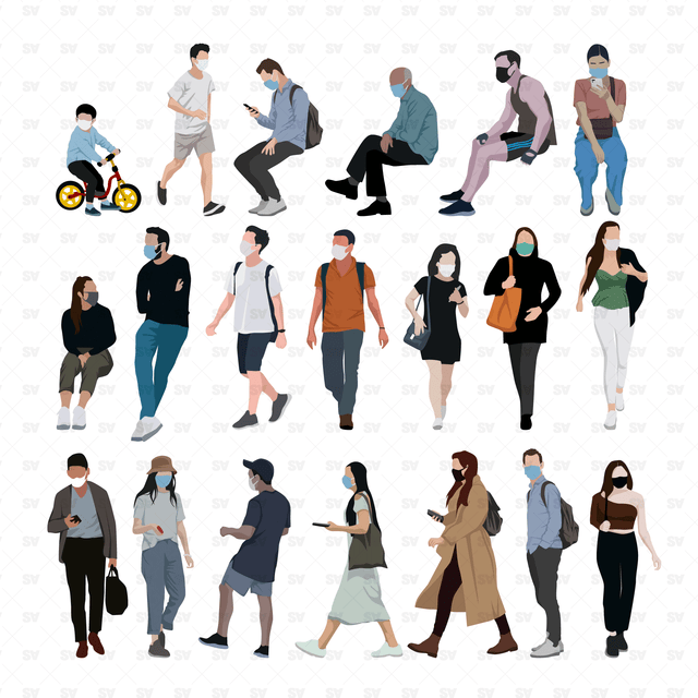 Vector Masked Urban People