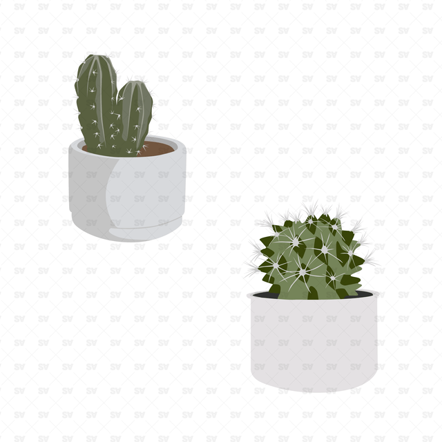 Flat Vector Indoor Plants Set (32 Vectors & PNGs)