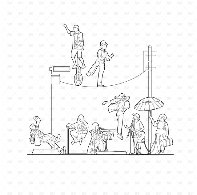 Street Performers vector cad 