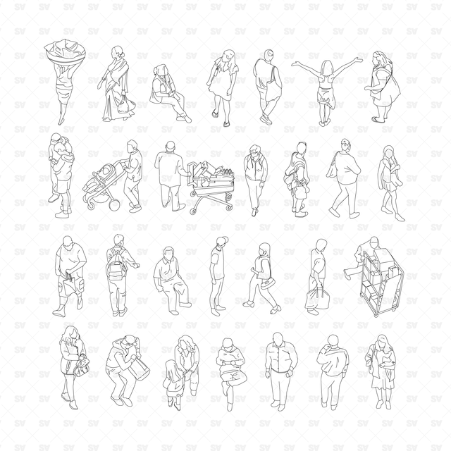 vector dwg cad isometric axonometric people