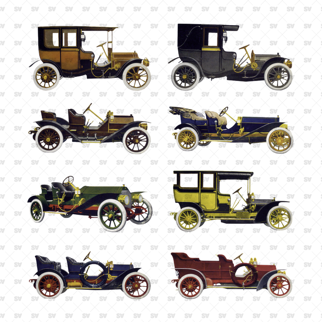 Cutout Vintage Cars Set