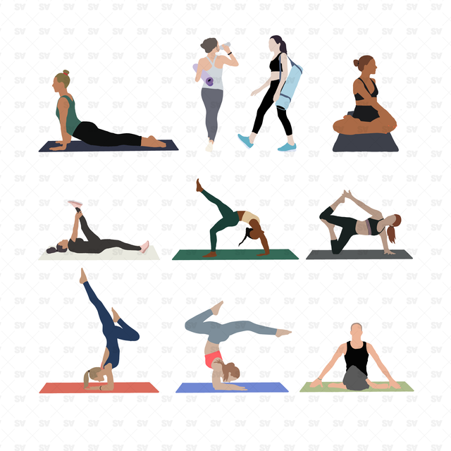 vector yoga poses people png
