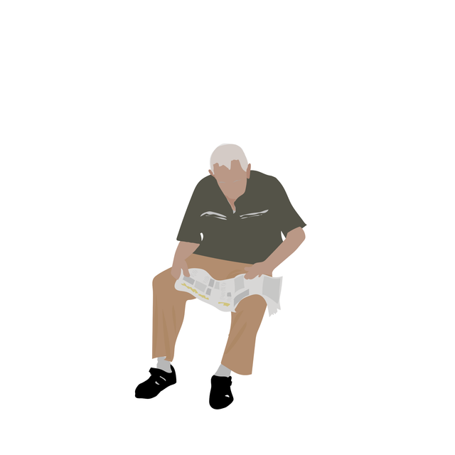 flat vector people old man sitting