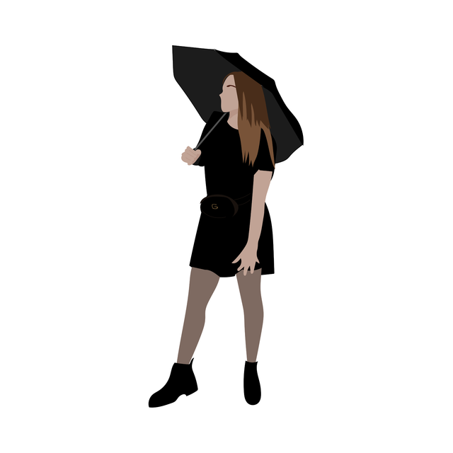 flat vector people girl umbrella