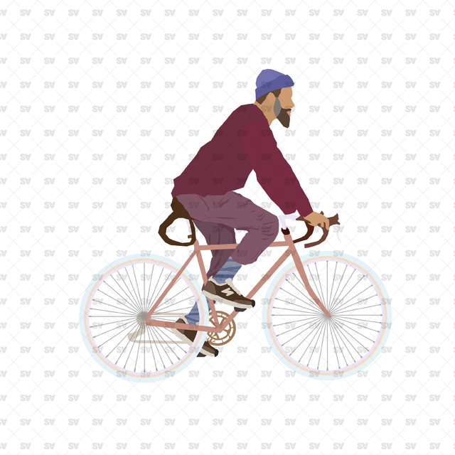 flat vector guy on a bicycle 