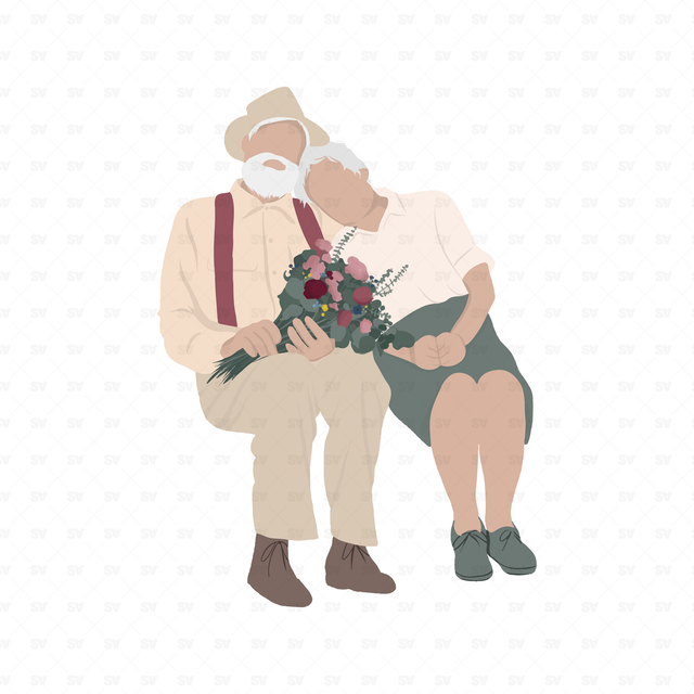 flat vector old couple