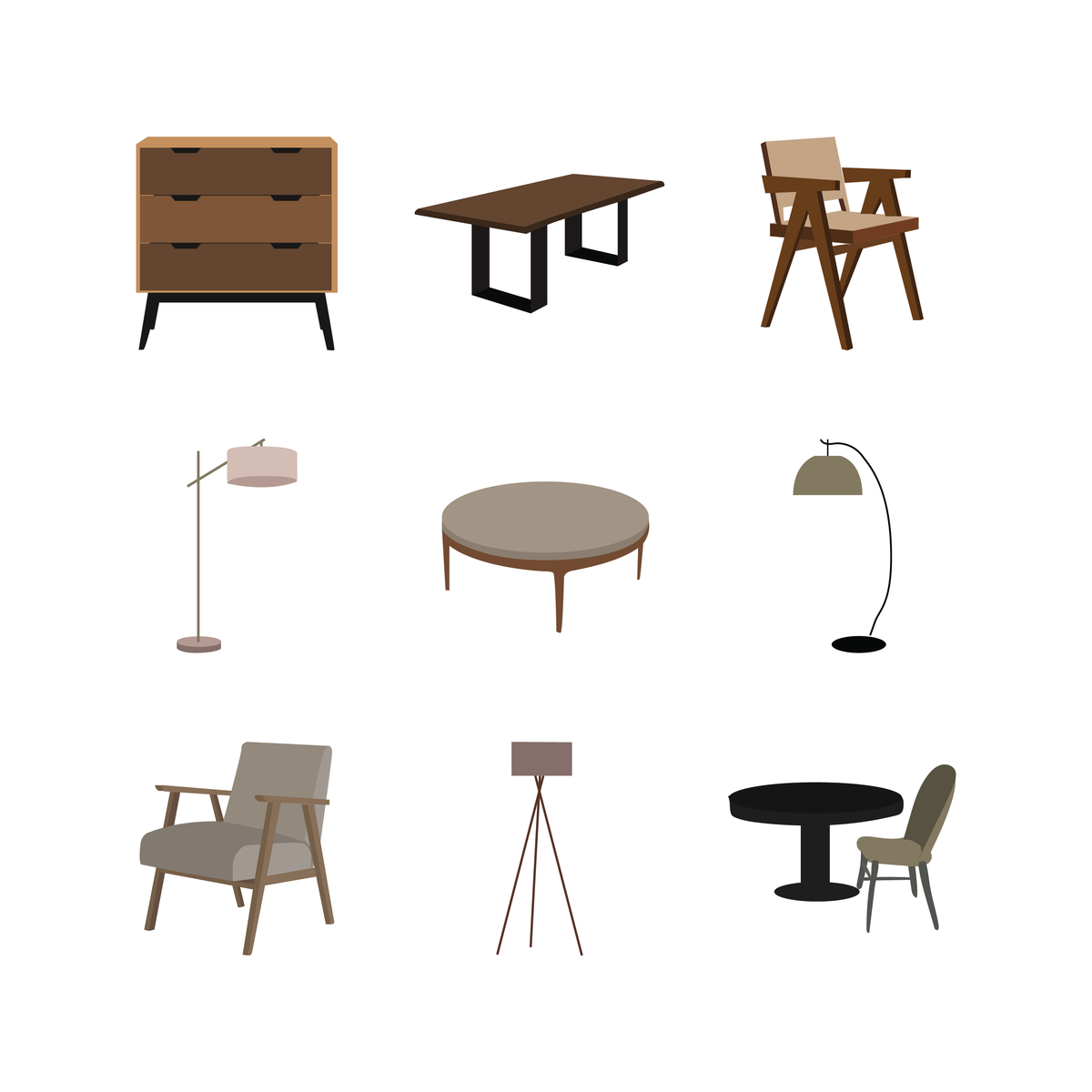 Illustrated Vector Furniture - 9 Piece Pack – Studio Alternativi