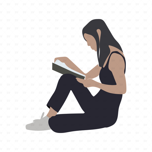 flat vector woman reading 