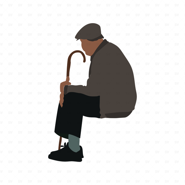 flat vector old man 